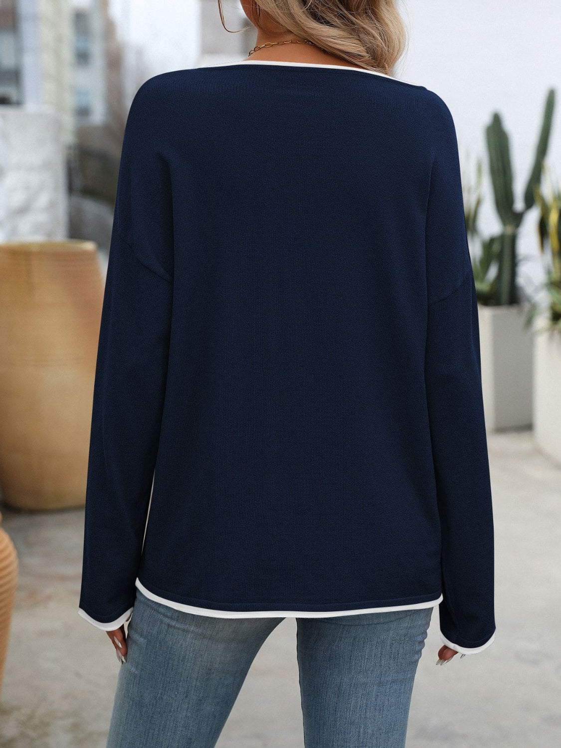 Contrast Round Neck Sweater