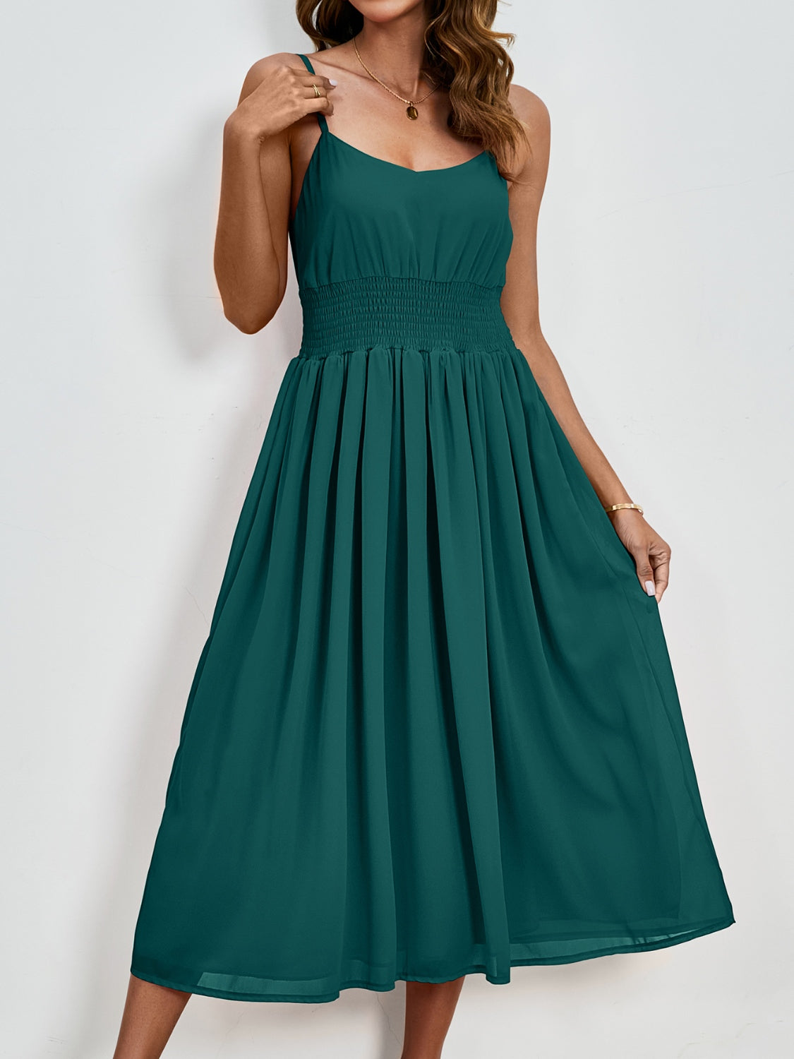 Scoop Neck Midi Cami Dress - Elegant Aura Boutique