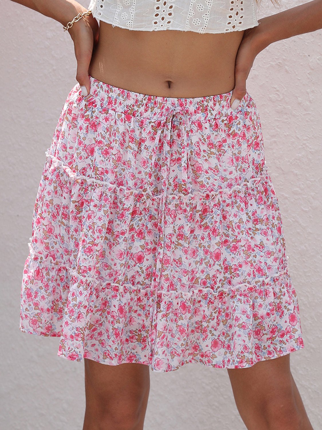 Printed Elastic Waist Mini Skirt - Elegant Aura Boutique