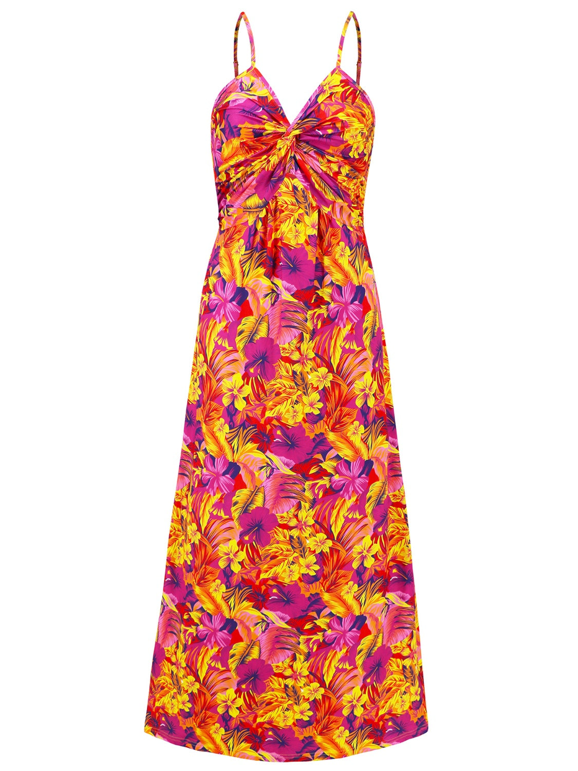 Twisted Printed V-Neck Cami Dress - Elegant Aura Boutique