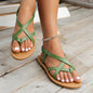 Leather Crisscross Flat Sandals