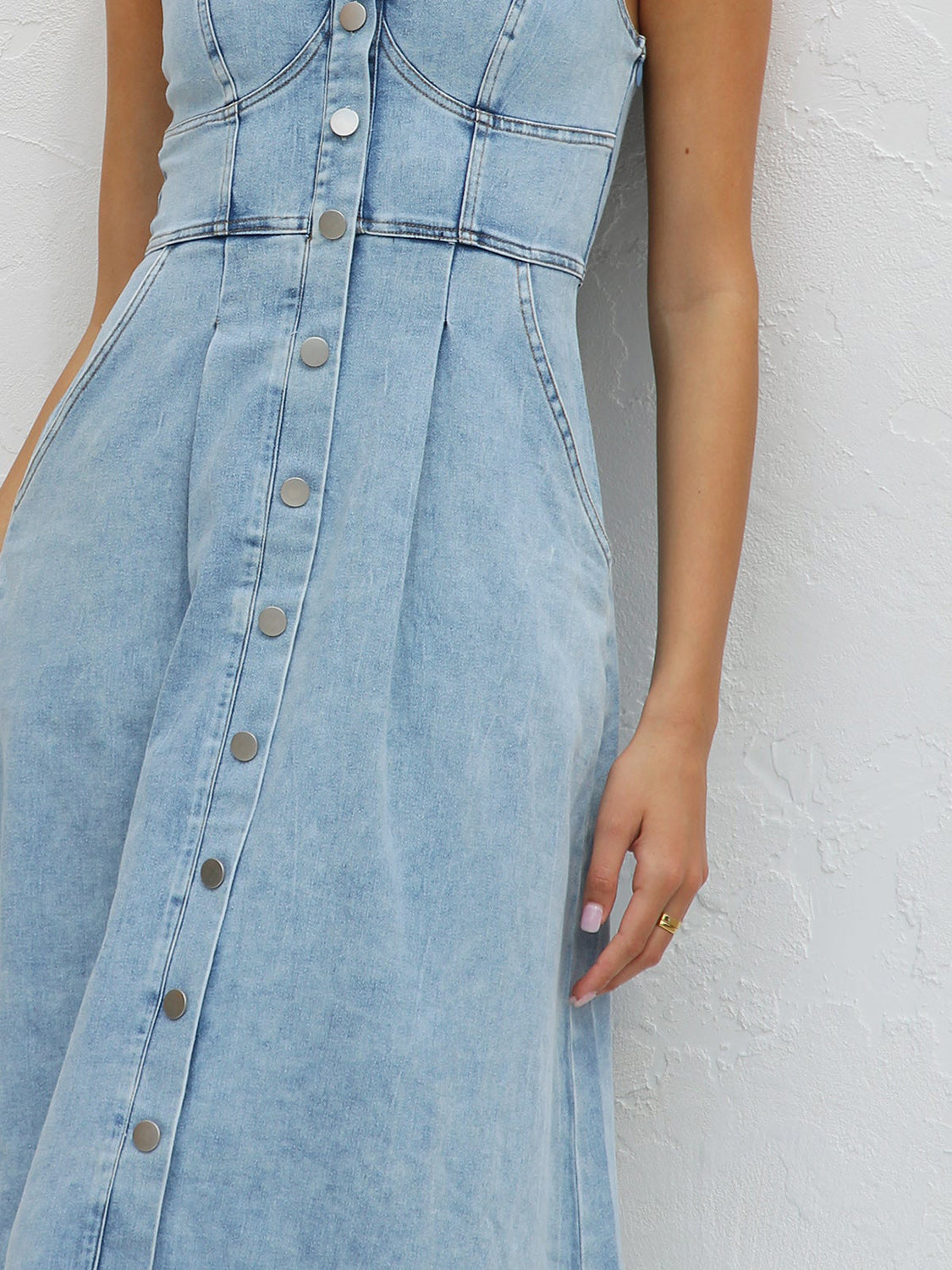 Sweetheart Wide Strap Denim Dress