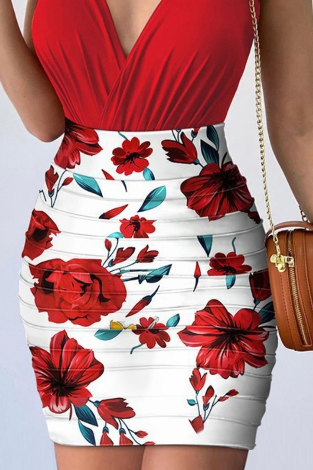 Spaghetti Strap Top and Printed Mini Skirt Set