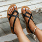 Leather Crisscross Flat Sandals