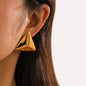 Stainless Steel 3D Triangle Earrings