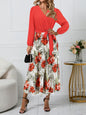 Printed Surplice Long Sleeve Dress