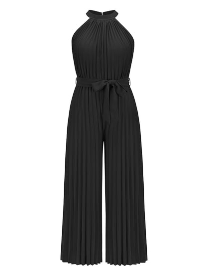 Cutout Pleated Sleeveless Jumpsuit