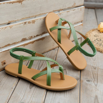 Leather Crisscross Flat Sandals