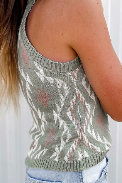 Geometric Round Neck Sweater