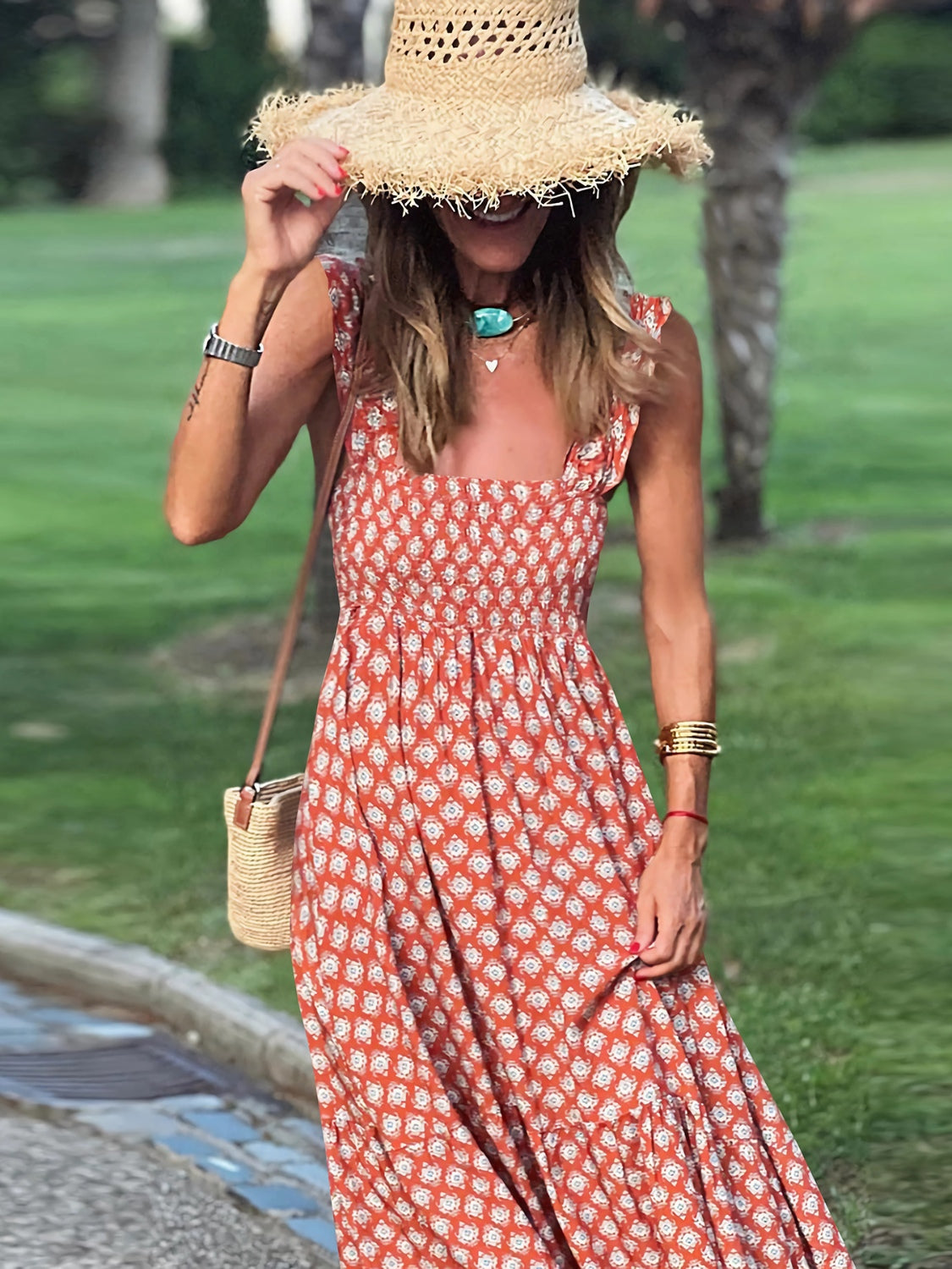 Smocked Sleeveless Dress