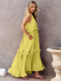 Ruffled Sleeveless Tiered Maxi Dress with Pockets - Elegant Aura Boutique