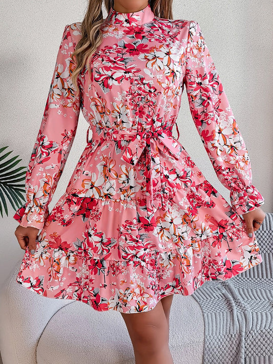 Printed Mock Neck Mini Dress