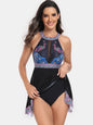 Printed Grecian Neck One-Piece Swimwear