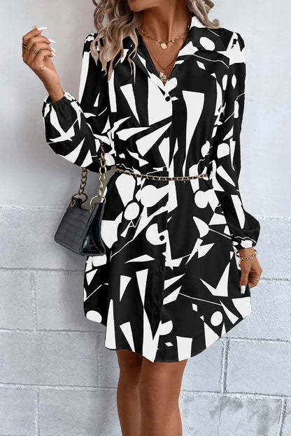 Geometric Long Sleeve Dress