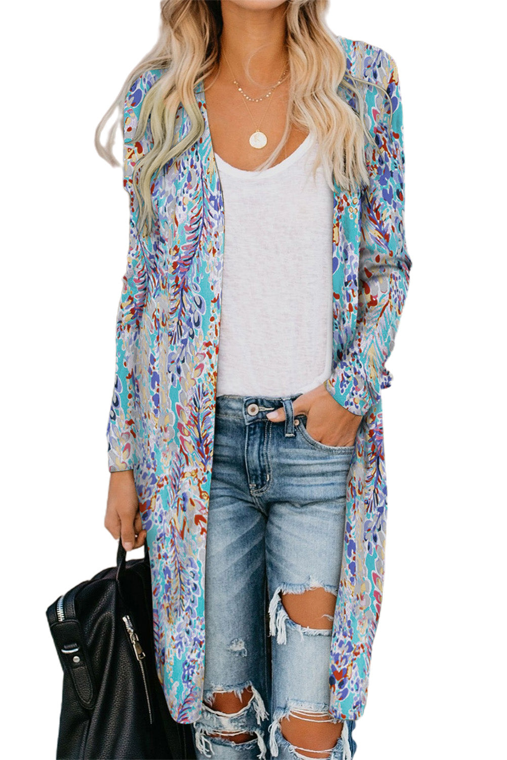 Printed Longline Cardigan