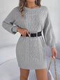 Cable-Knit Round Neck Dress