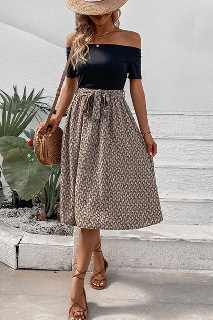 Tie Belt Off-Shoulder Dress