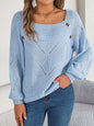 Buttoned Square Neck Sweater