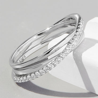 Layered Zircon 925 Sterling Silver Ring