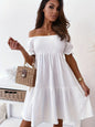 Full Size Ruffled Off-Shoulder Short Sleeve Dress - Elegant Aura Boutique