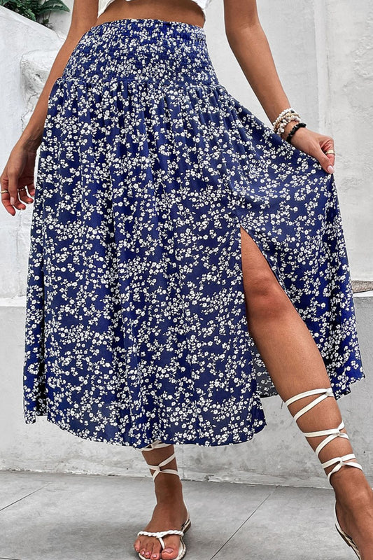 Ditsy Floral Slit High Waist Skirt - Elegant Aura Boutique