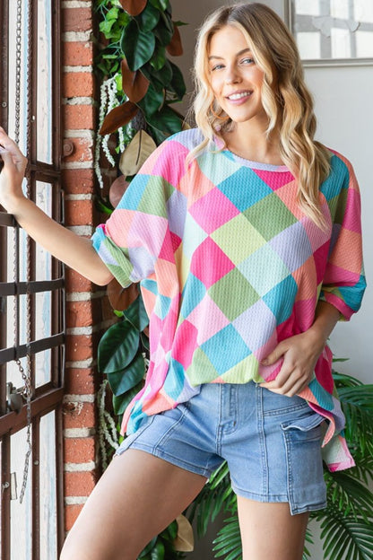 Waffle Oversized T-Shirt - Elegant Aura Boutique