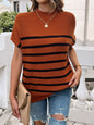 Striped Mock Neck Knit Top