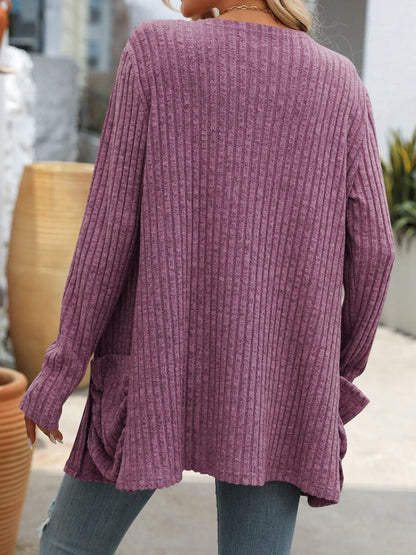 Long Sleeve Ribbed Cardigan