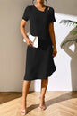 Asymmetrical Neck Short Sleeve Dress