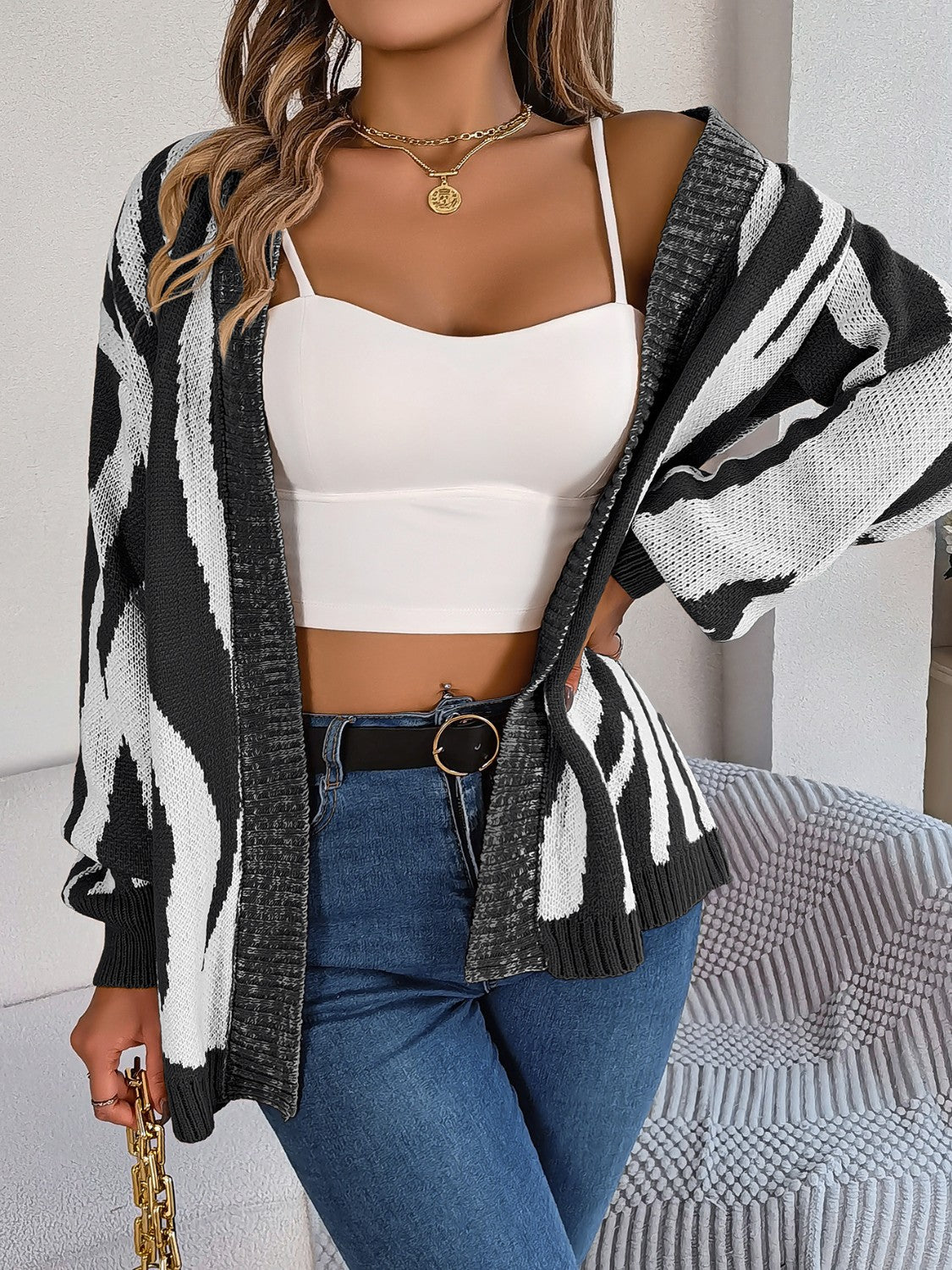 Print Long Sleeve Cardigan