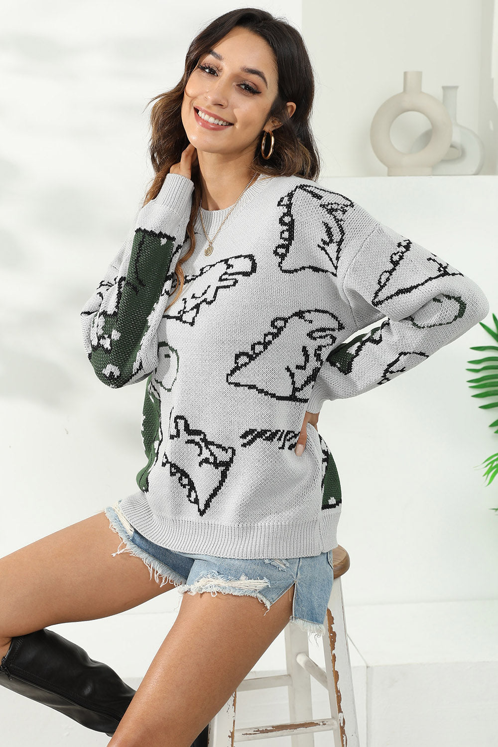 Dinosaur Print Sweater