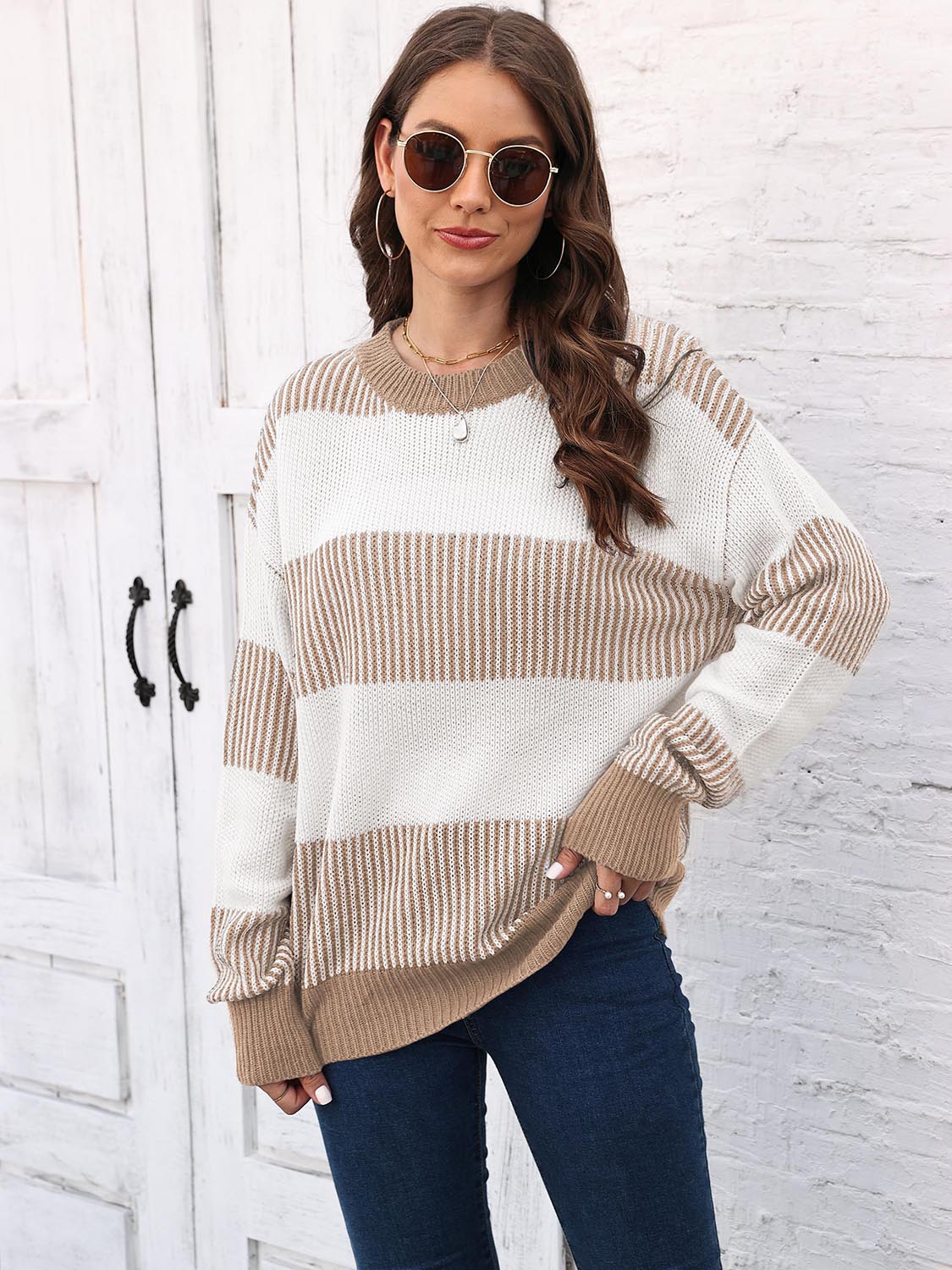 Round Neck Drop Shoulder Sweater