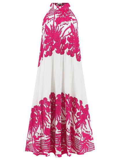 Tied Printed Sleeveless Midi Dress - Elegant Aura Boutique