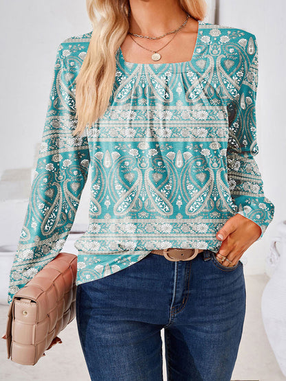 Square Neck Pattern Blouse