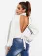 Backless Tie-Waist Turtleneck Bodysuit