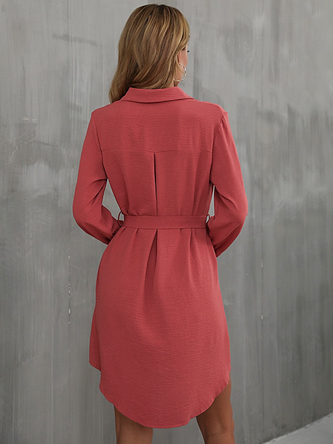 Belted Long Sleeve Dress