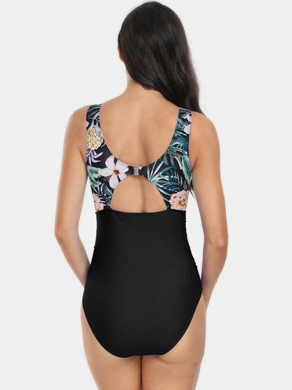 Elegant Print Cutout One-Piece