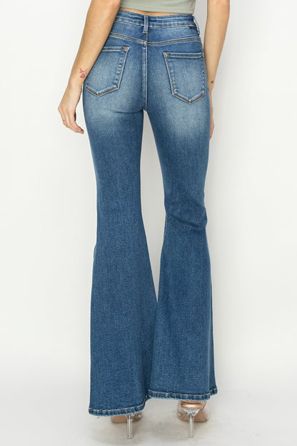 High Rise Front Detailed Flare Jeans