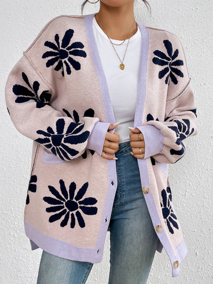 Contrast Long Sleeve Cardigan