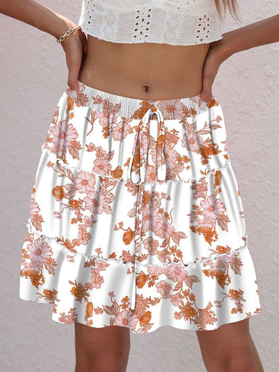 Printed Elastic Waist Mini Skirt - Elegant Aura Boutique