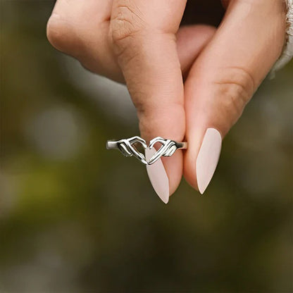 Heart Shape 925 Sterling Silver Open Ring