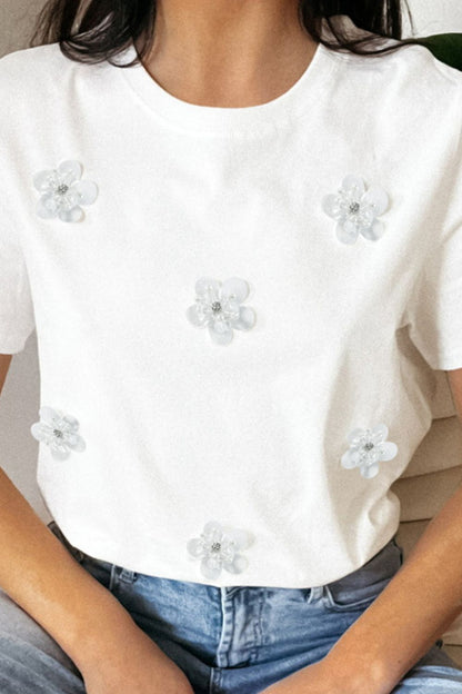 Flower Round Neck T-Shirt