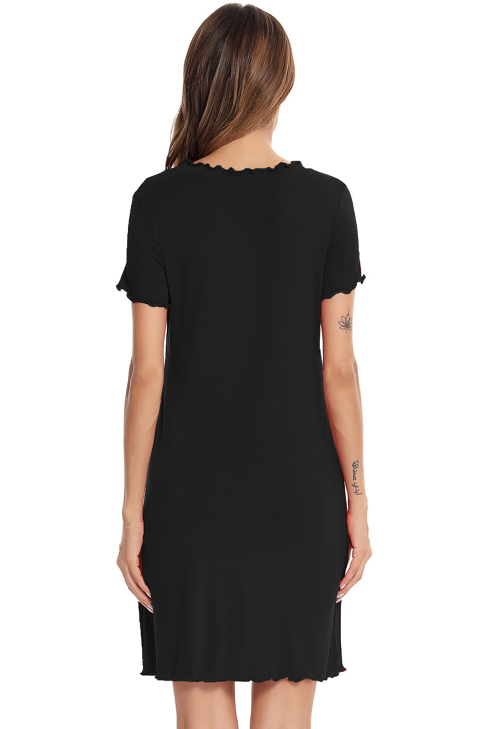 Round Neck Short Sleeve Lounge Dress - Elegant Aura Boutique