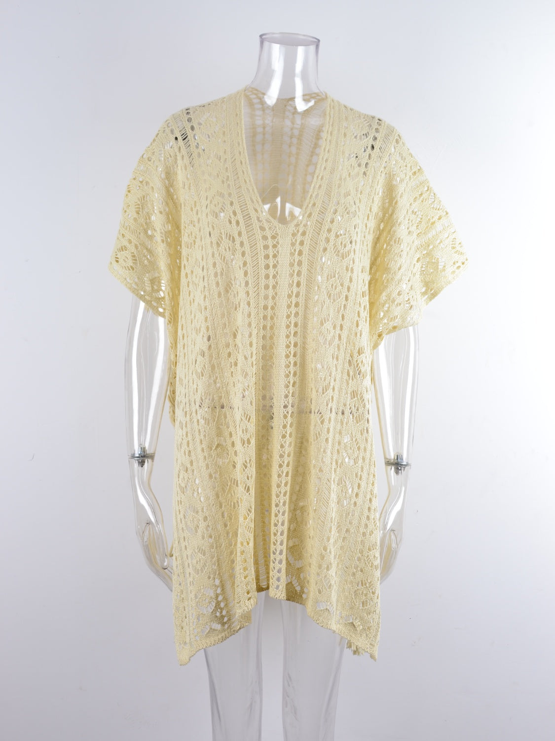 Cutout V-Neck Cover-Up with Tassel - Elegant Aura Boutique