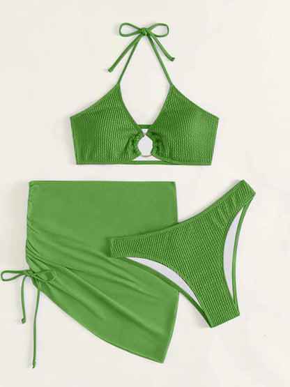 Halter Neck Three-Piece Swim Set