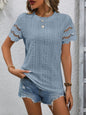 Stylish Eyelet Round Neck Top