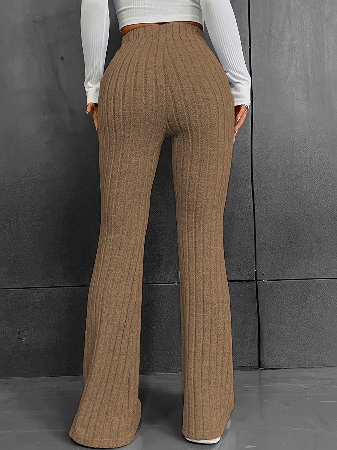 Ribbed High Waist Pants - Elegant Aura Boutique