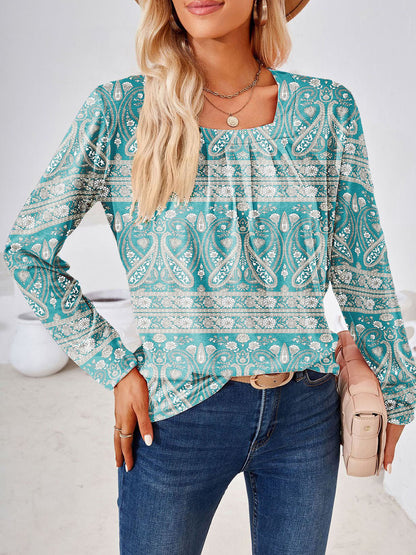 Square Neck Pattern Blouse