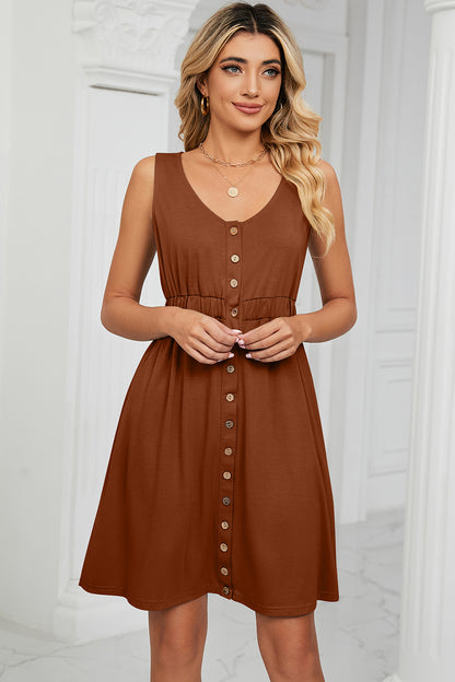 Buttoned Wide Strap Dress