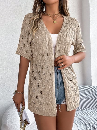 Flower Knit Short Sleeve Cardigan